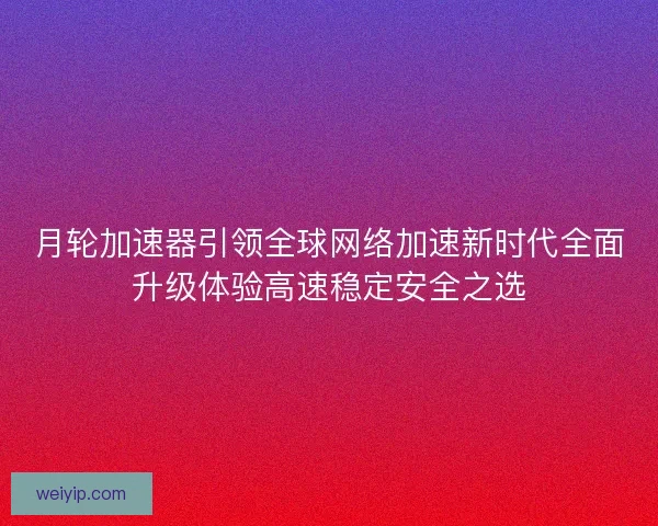 月轮加速器引领全球网络加速新时代全面升级体验高速稳定安全之选