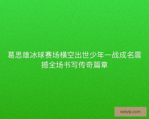 葛思雄冰球赛场横空出世少年一战成名震撼全场书写传奇篇章