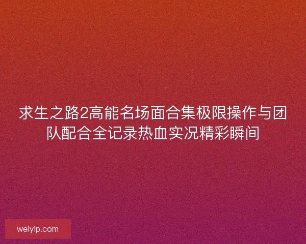 求生之路2高能名场面合集极限操作与团队配合全记录热血实况精彩瞬间
